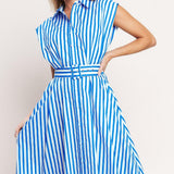 BISTRO STRIPE WOVEN MIDI DRESS