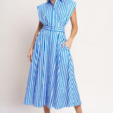 BISTRO STRIPE WOVEN MIDI DRESS