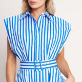 BISTRO STRIPE WOVEN MIDI DRESS
