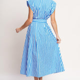 BISTRO STRIPE WOVEN MIDI DRESS