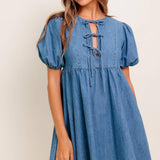 SUNSET GETAWAY DENIM MINI DRESS