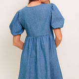 SUNSET GETAWAY DENIM MINI DRESS