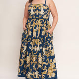 IMPERIAL BLOOM BLUE WOVEN MIDI DRESS