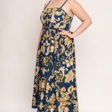 IMPERIAL BLOOM BLUE WOVEN MIDI DRESS