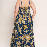 IMPERIAL BLOOM BLUE WOVEN MIDI DRESS