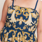 IMPERIAL BLOOM BLUE WOVEN MIDI DRESS