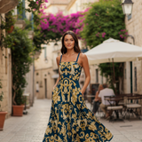 IMPERIAL BLOOM BLUE WOVEN MIDI DRESS