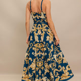 IMPERIAL BLOOM BLUE WOVEN MIDI DRESS