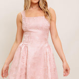 SWEET BLOOM WOVEN JACQUARD SATIN MINI DRESS