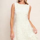AUTUMN BLOOM VINTAGE IVORY WOVEN LACE MINI DRESS