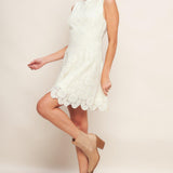 AUTUMN BLOOM VINTAGE IVORY WOVEN LACE MINI DRESS
