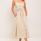 SOFT SUNSET STORY WOVEN MIDI DRESS