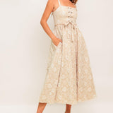 SOFT SUNSET STORY WOVEN MIDI DRESS