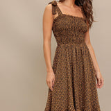 CHECKED DAYDREAM WOVEN MIDI DRESS
