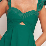 TUSCAN SUNSET GREEN WOVEN MIDI DRESS