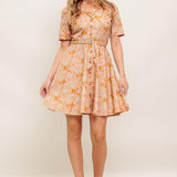 PEACH BLOSSOM WOVEN MINI DRESS