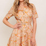 PEACH BLOSSOM WOVEN MINI DRESS
