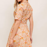 PEACH BLOSSOM WOVEN MINI DRESS