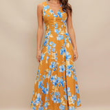 SKYBLOSSOM RUSH WOVEN MIDI DRESS