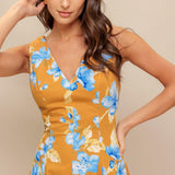 SKYBLOSSOM RUSH WOVEN MIDI DRESS