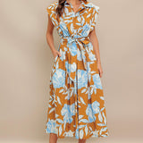 ISLAND FLARE WOVEN MIDI DRESS
