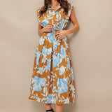 ISLAND FLARE WOVEN MIDI DRESS