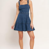FUNCTIONAL SEAMING DENIM MINI DRESS