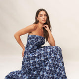 BLUE RENAISSANCE WOVEN MIDI DRESS