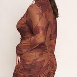 AMBER FLORA POWER MESH MIDI DRESS