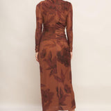 AMBER FLORA POWER MESH MIDI DRESS