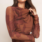 AMBER FLORA POWER MESH MIDI DRESS
