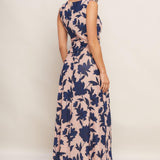 TWILIGHT FLORAL POWER MESH MIDI DRESS