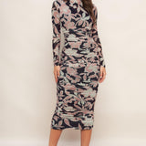 MUTED ROMANCE POWER MESH MIDI DRESS