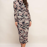 MUTED ROMANCE POWER MESH MIDI DRESS