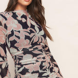 MUTED ROMANCE POWER MESH MIDI DRESS