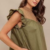 FOREST WHISPER WOVEN MINI DRESS