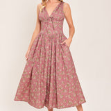 GARDEN PARTY ROSE WOVEN MIDI DRESS