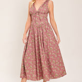 GARDEN PARTY ROSE WOVEN MIDI DRESS