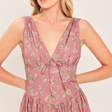 GARDEN PARTY ROSE WOVEN MIDI DRESS