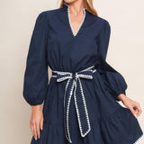 URBAN NOIR NAVY WOVEN MINI DRESS