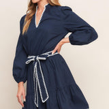 URBAN NOIR NAVY WOVEN MINI DRESS