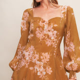 GOLDEN BLOSSOM WOVEN ANKLE DRESS