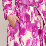 BERRY PETAL WOVEN MIDI SHIRT DRESS