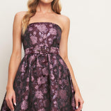 AUBERGINE CHIC JACQUARD WOVEN MIDI DRESS