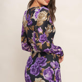 VIOLET EMBRACE POWER MESH MIDI DRESS