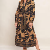 AUTUMN LEAF WOVEN MIDI DRESS