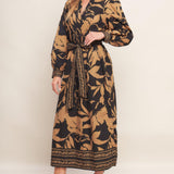 AUTUMN LEAF WOVEN MIDI DRESS