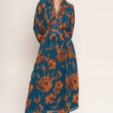 BURNISHED BOTANICA WOVEN MIDI DRESS