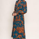 BURNISHED BOTANICA WOVEN MIDI DRESS