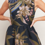 FOLIAGE WHISPER WOVEN MIDI DRESS